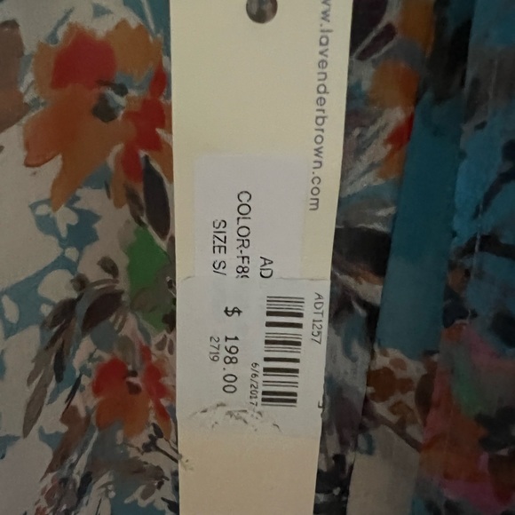 NWT Lavender Brown • Sky Blue Floral Silk Dress - Picture 16 of 16